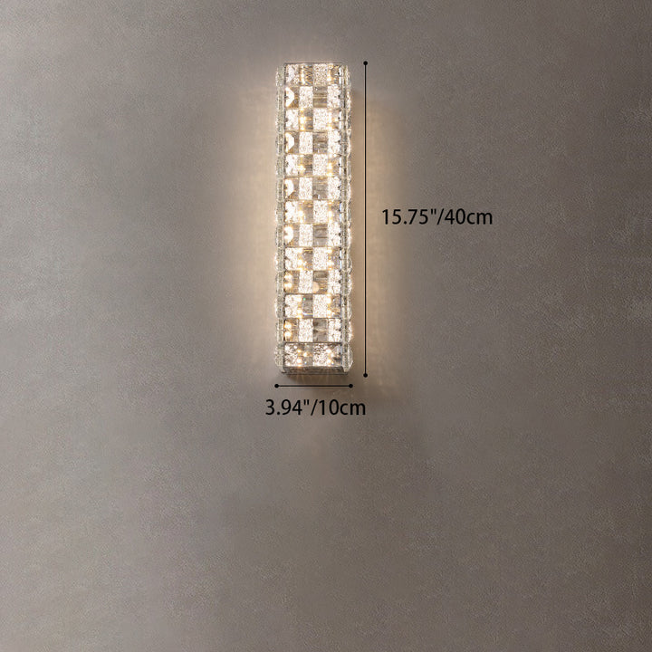 Applique murale LED en cristal rectangulaire en acier inoxydable de luxe moderne pour chambre 