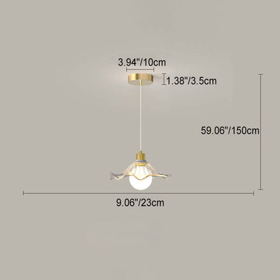 Modern Light Luxury Glass Flower Design Iron 1-Light Pendant Light