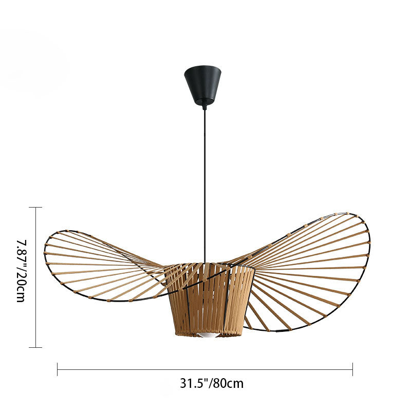 Modern Minimalist Straw Hat Iron Fabric 1-Light Pendant Light For Bedroom