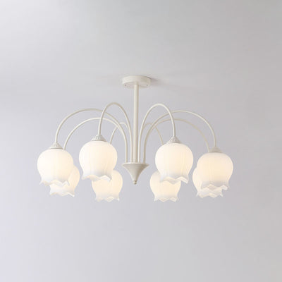 Lustre Moderne Minimaliste en Verre et Fer avec Fleurs d'Orchidée et 6/8 Lumières pour Salon 