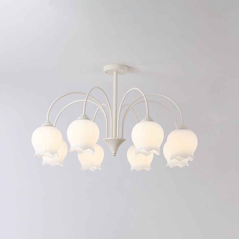 Lustre Moderne Minimaliste en Verre et Fer avec Fleurs d&