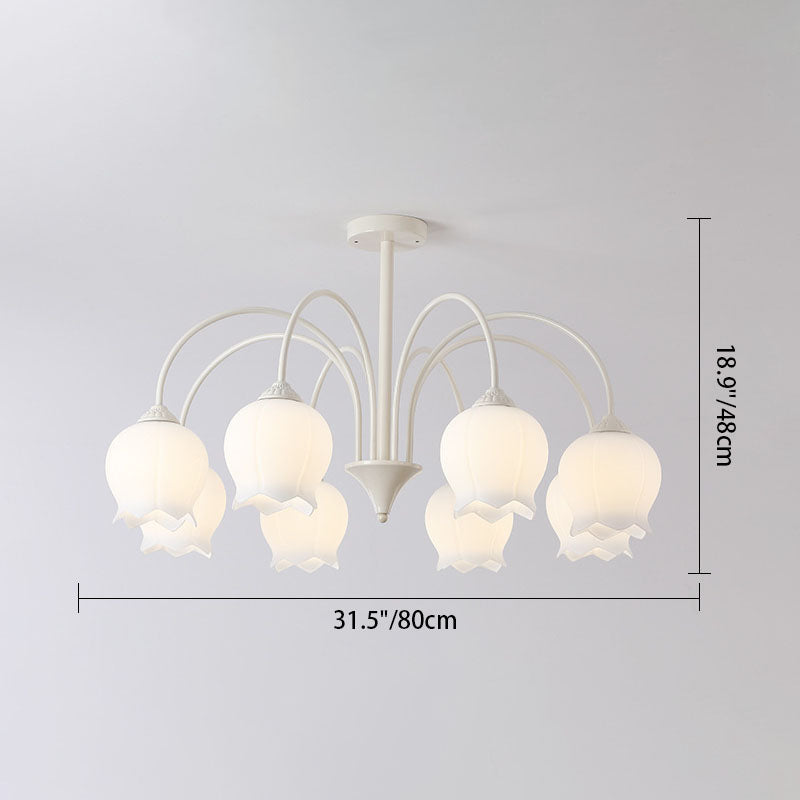 Moderne minimalistische Glocke Orchidee Blume Eisen Glas 6/8 Licht Kronleuchter für Wohnzimmer 