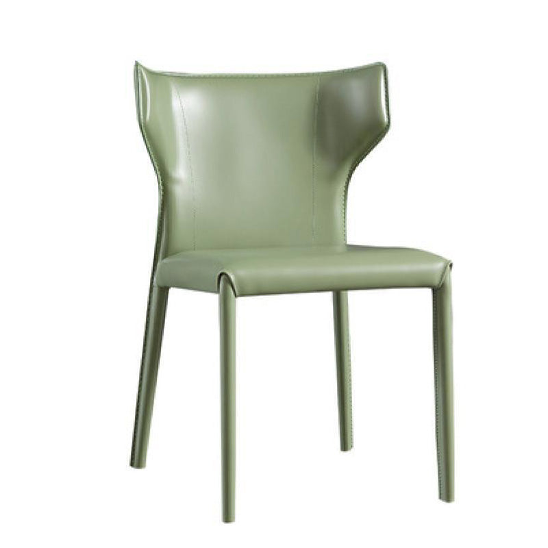 Moderna Minimalista Cuadrada Silla de Comedor de Cuero con Marco de Acero al Carbono Respaldo de Ala Sin Brazos Para Comedor 