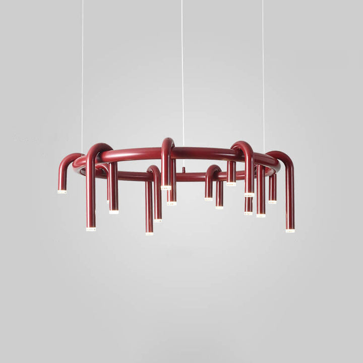 Modern Mid-Century Iron Geometric Line Combination LED Chandelier For Living Room