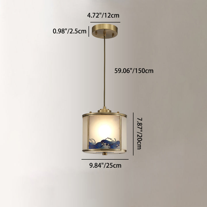 Traditionelle Chinesische Malerei Zylinder Kupfer Lot 1/3/6 Licht Insel Licht Kronleuchter Für Wohnzimmer 