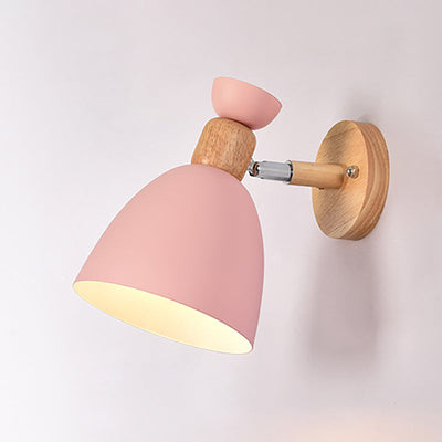 Moderne minimalistische runde Horn Aluminium Holz 1-Licht Wandleuchte Lampe für Schlafzimmer 