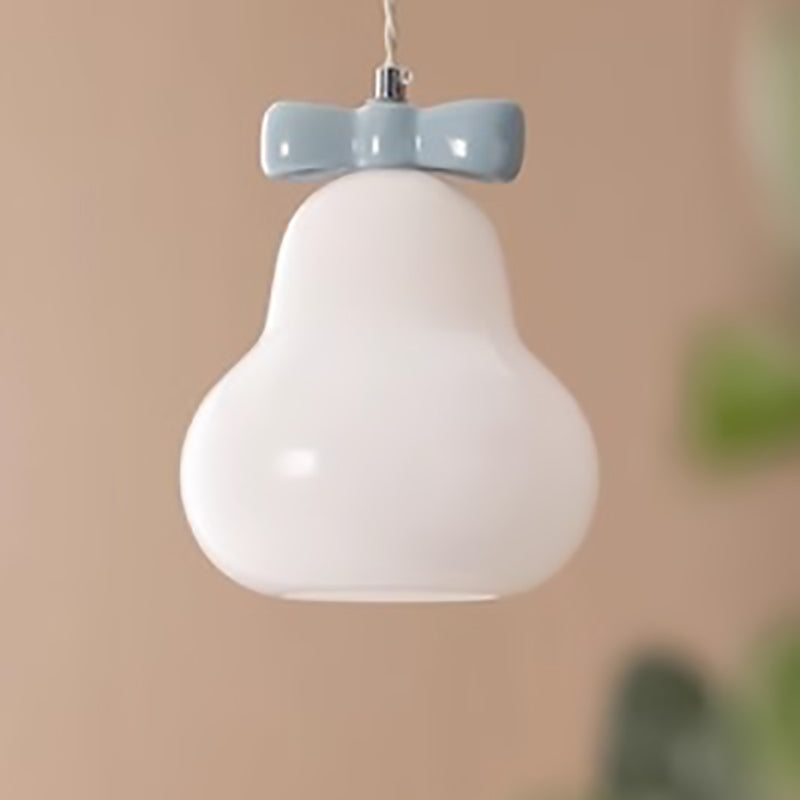 Contemporain Créatif Gourde Bow Matériel Verre Suspension 1-Lumière Pour Salon 