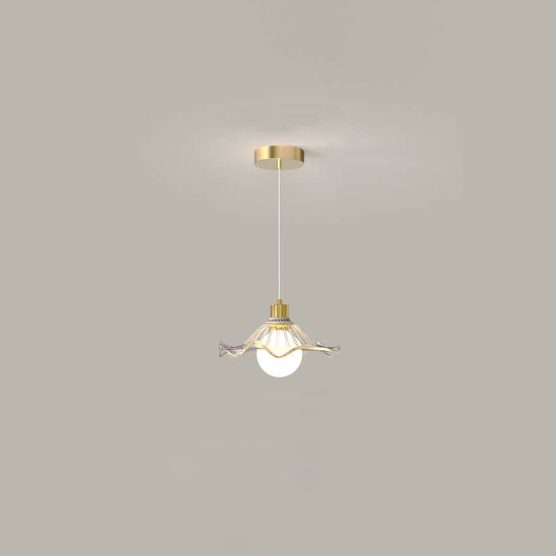 Modern Light Luxury Glass Flower Design Iron 1-Light Pendant Light