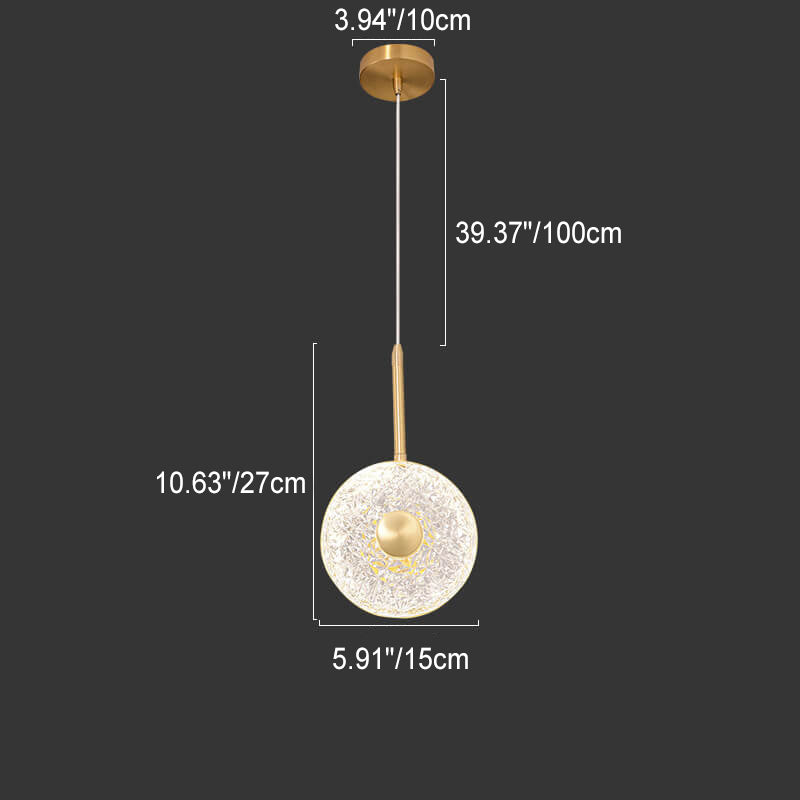 Modern Luxury All-Copper Glass Cylinder Spherical Diamond LED Pendant Light