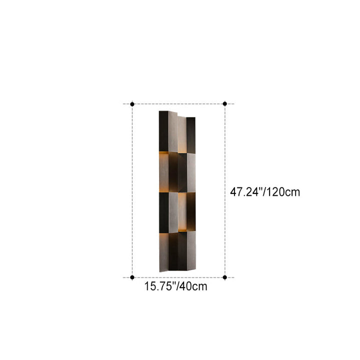 Lámpara de apliqué de pared LED rectangular de acero inoxidable, retro contemporánea e impermeable, para patio exterior 