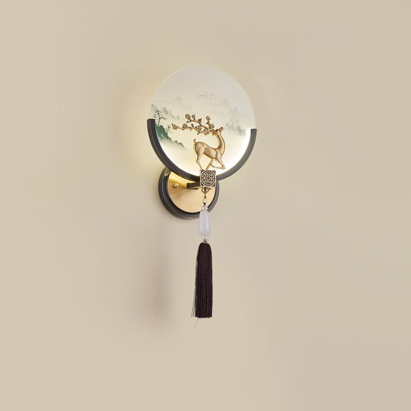 Modern Transitional Round Fawn All Copper Glass Silicone LED Wall Sconce Lamp For Living Room
