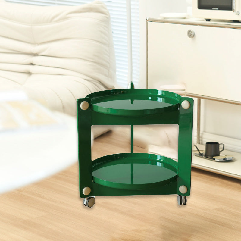 Zeitgenössischer kreativer runder PET-Acryl-Beistelltisch mit 2 Ebenen für das Wohnzimmer 