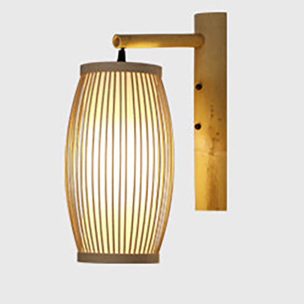 Traditionelle chinesische Weberei Bambuskäfig Form 1-Licht Wandleuchte für Wohnzimmer 