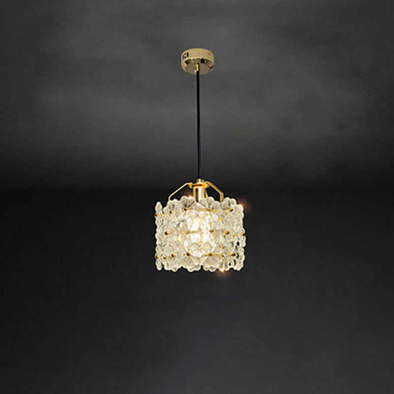 Suspension à 1 lumière avec matériel en cristal rond à pétales de fleurs traditionnelles françaises pour chambre 