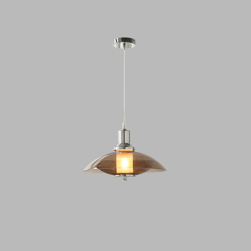 Zeitgenössische nordische bernsteinfarbene Glasscheibe aus Eisen mit 1 Licht für Wohnzimmer 