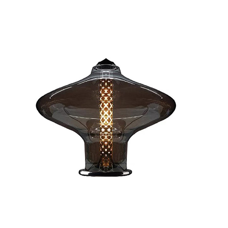 Moderne minimalistische geometrische rauchgraue Glas-Hardware-LED-Tischlampe für das Home Office 
