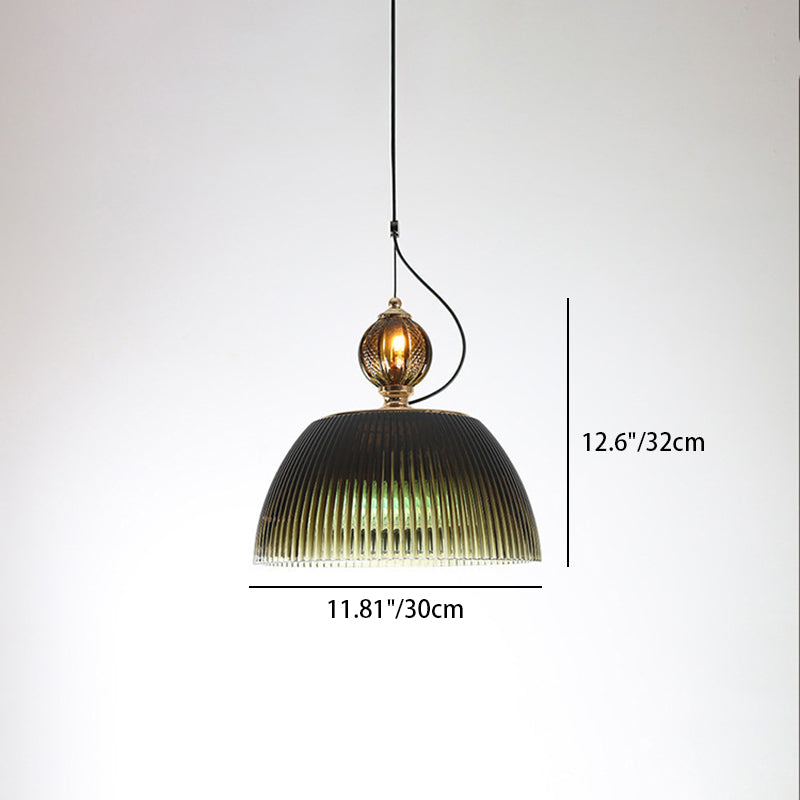 Zeitgenössische nordische gerippte Glasschalen-Pendelleuchte mit 2 Lichtern für das Wohnzimmer 