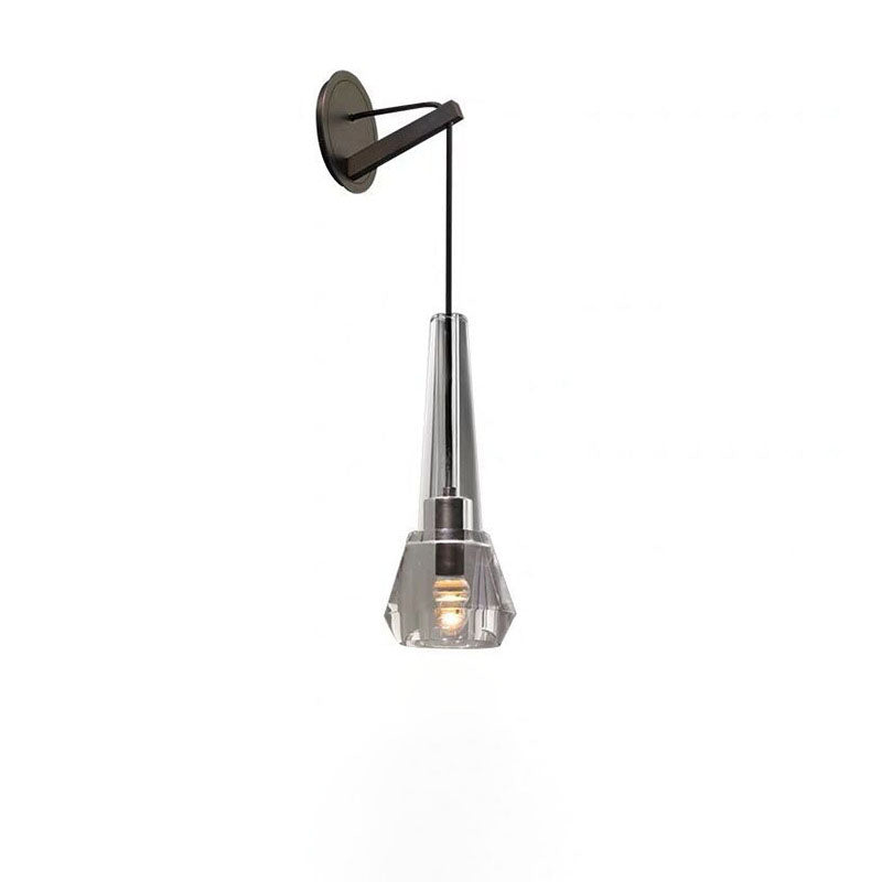 Moderne minimalistische Zylinder-Wandleuchte aus Vollkupfer mit Kristall, 1-flammig, für das Schlafzimmer 