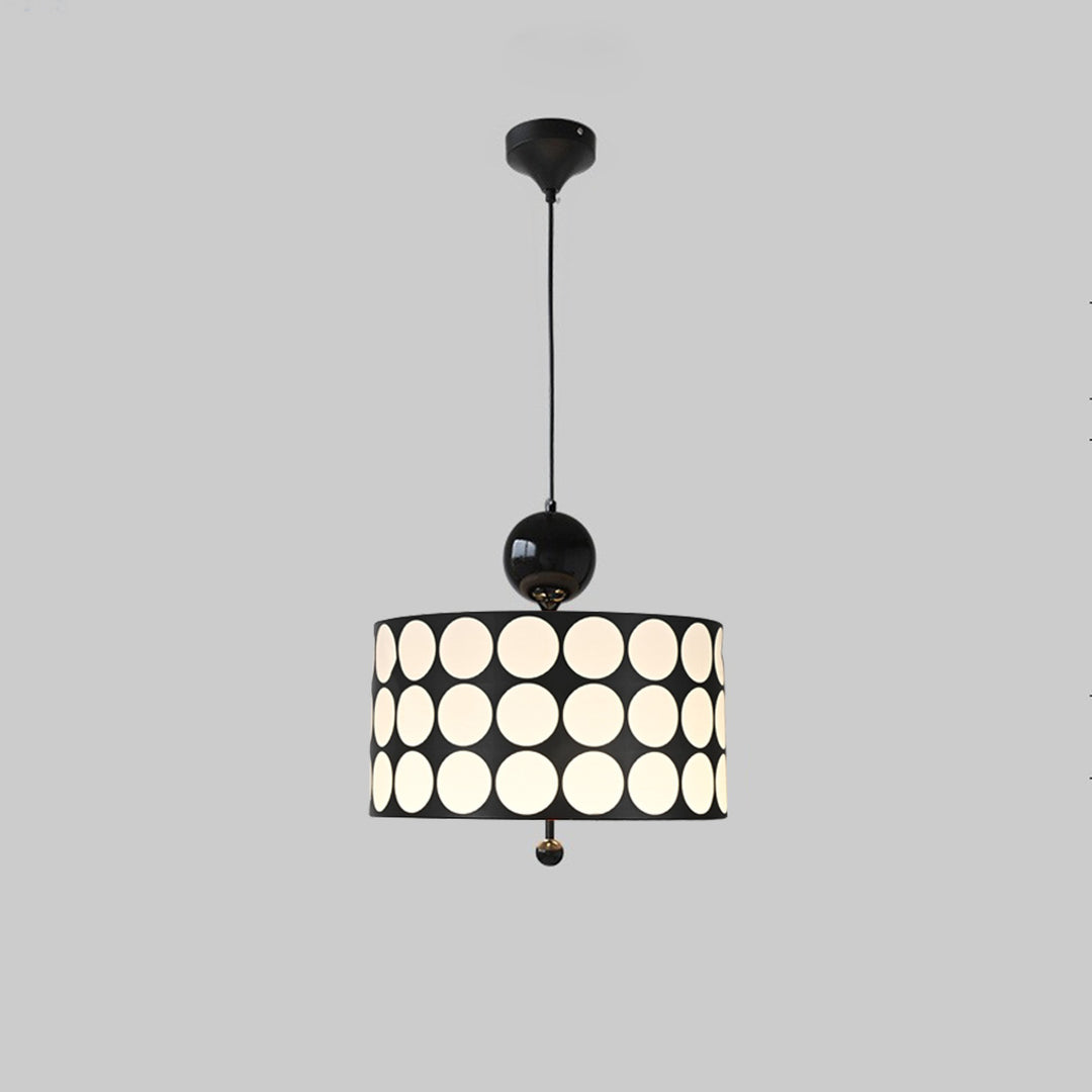 Contemporary Retro Drum Checkerboard Faux Leather Lampshade 3-Light Pendant Light For Dining Room