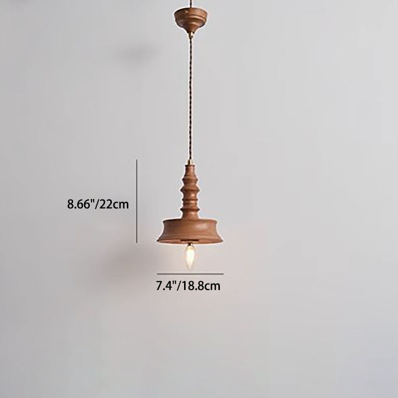 Traditionelle japanische Kegel-Pendelleuchte aus massivem Holz aus Kupfer mit 1 Licht für Schlafzimmer 
