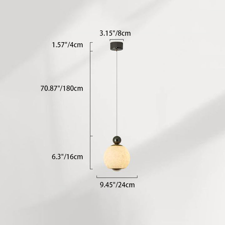 Suspension LED avec abat-jour sphérique en marbre d&