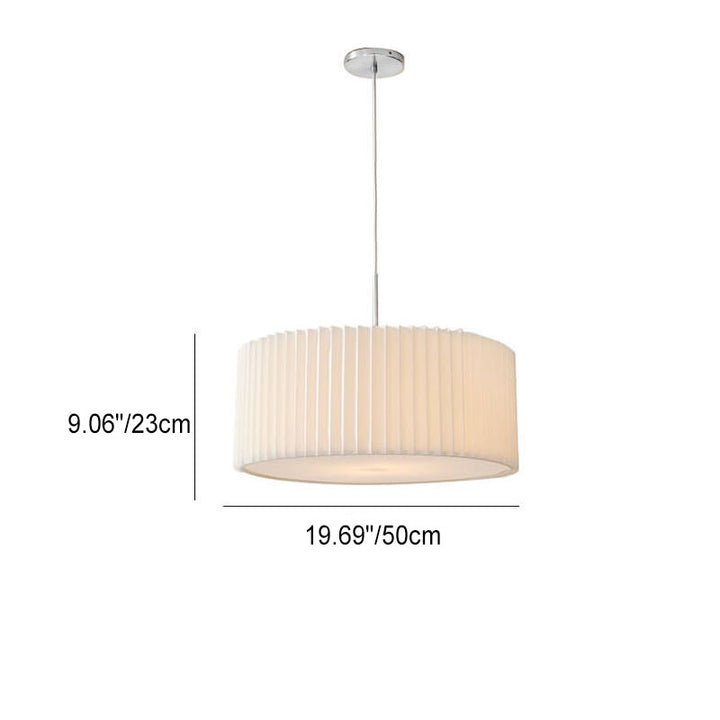 Contemporary Scandinavian Pleated PVC Fabric Hardware Drum Cone 1-Light Pendant Light for Living Room