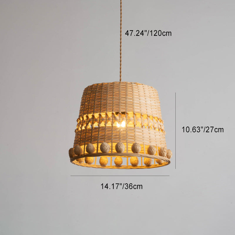 Traditionelle rustikale geflochtene Korb-Bambus-Pendelleuchte mit 1 Licht für Esszimmer 