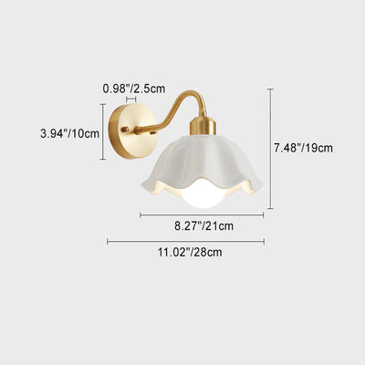 Moderne minimalistische Creme Flower Pod alle Kupfer Glas 1-Licht Wandleuchte Lampe für Schlafzimmer 