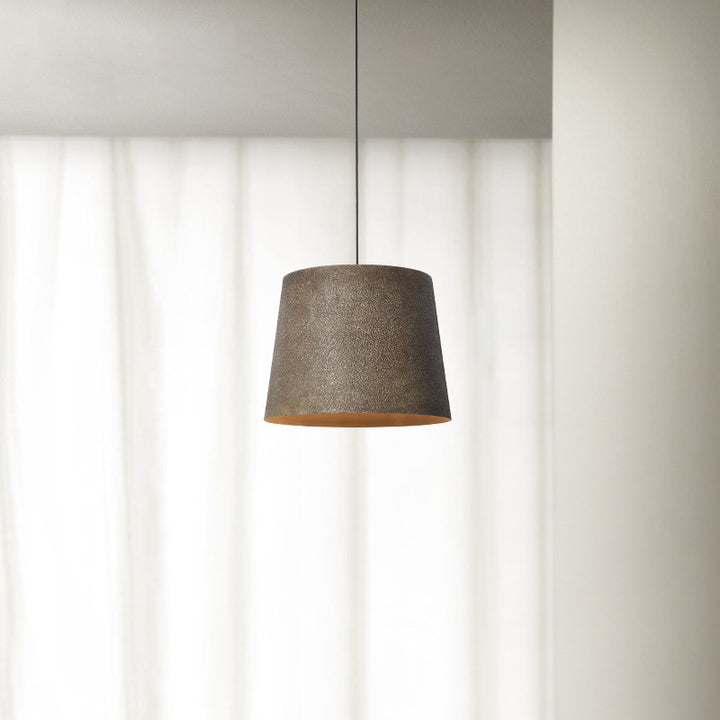 Lustre Suspendu Traditionnel Vintage Cône Rond Trapézoïdal en Acier à 1 Lumière pour Salon 