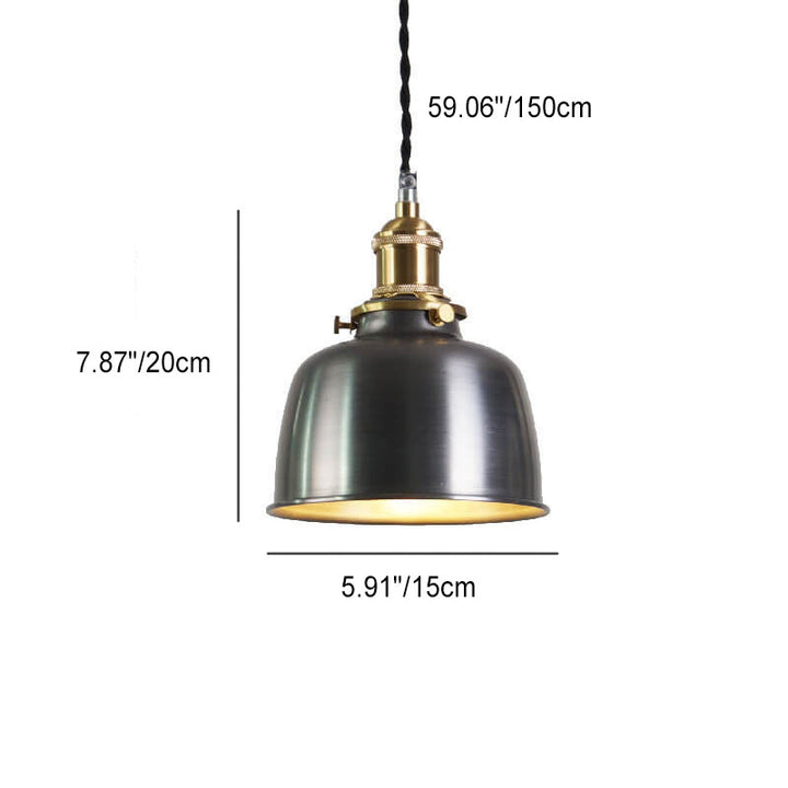Contemporary Industrial Iron Dome Geometry Silver Copper 1-Light Pendant Light For Living Room