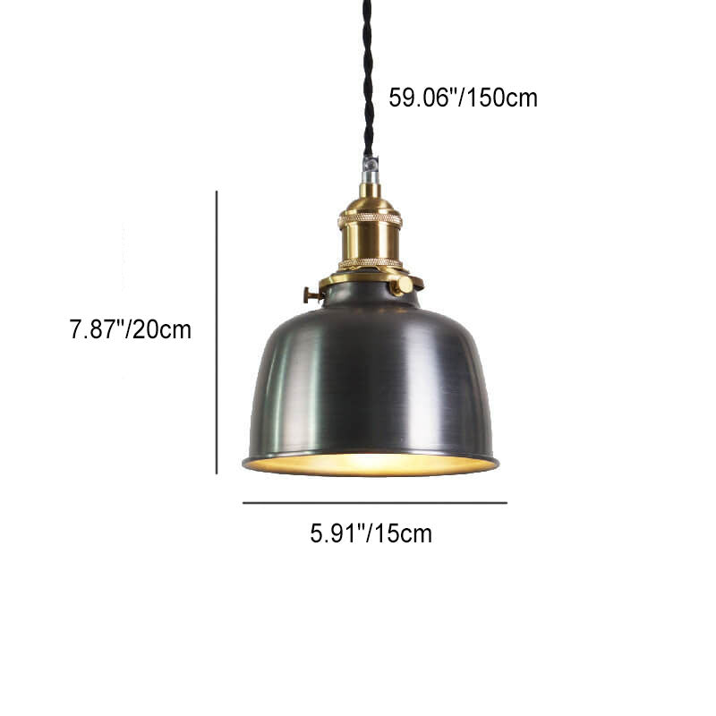 Lámpara colgante de geometría de cúpula de hierro minimalista industrial plateada y cobre de 1 luz 