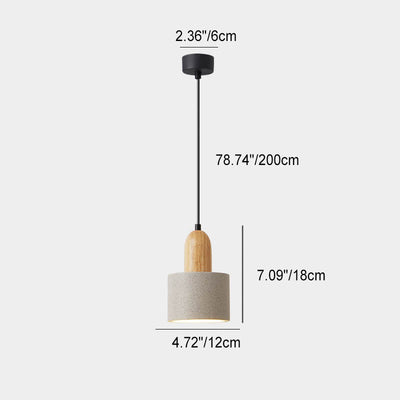 Japanese Minimalist Resin Solid Wood Cone Round 1-Light Pendant Light