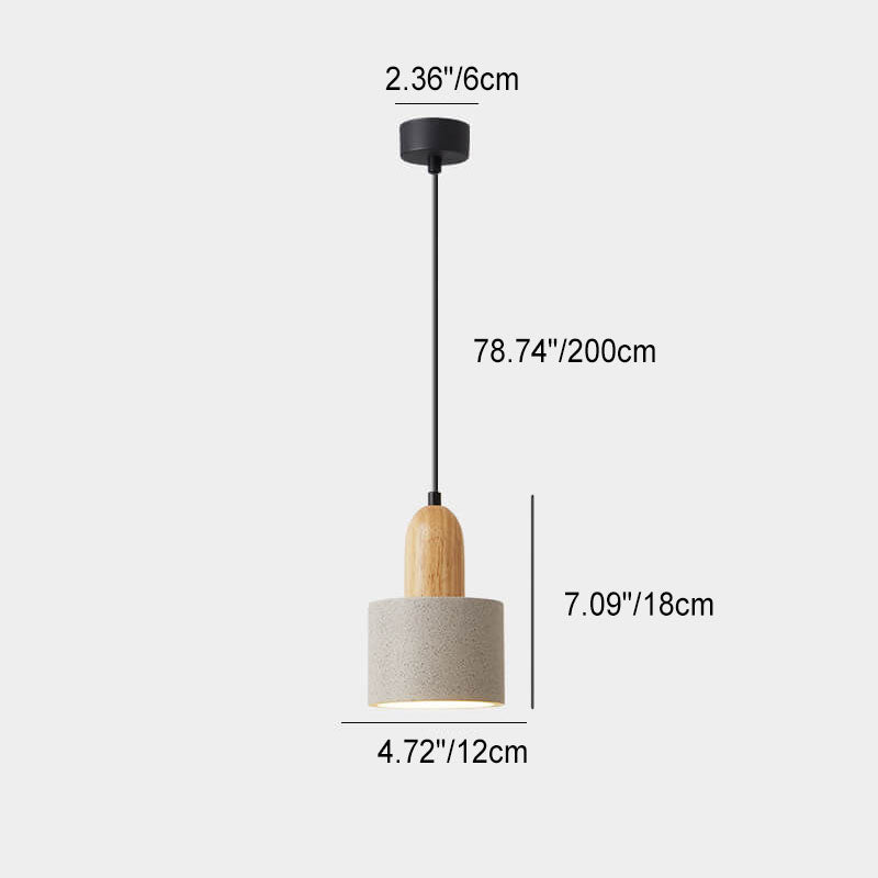 Japanese Minimalist Resin Solid Wood Cone Round 1-Light Pendant Light
