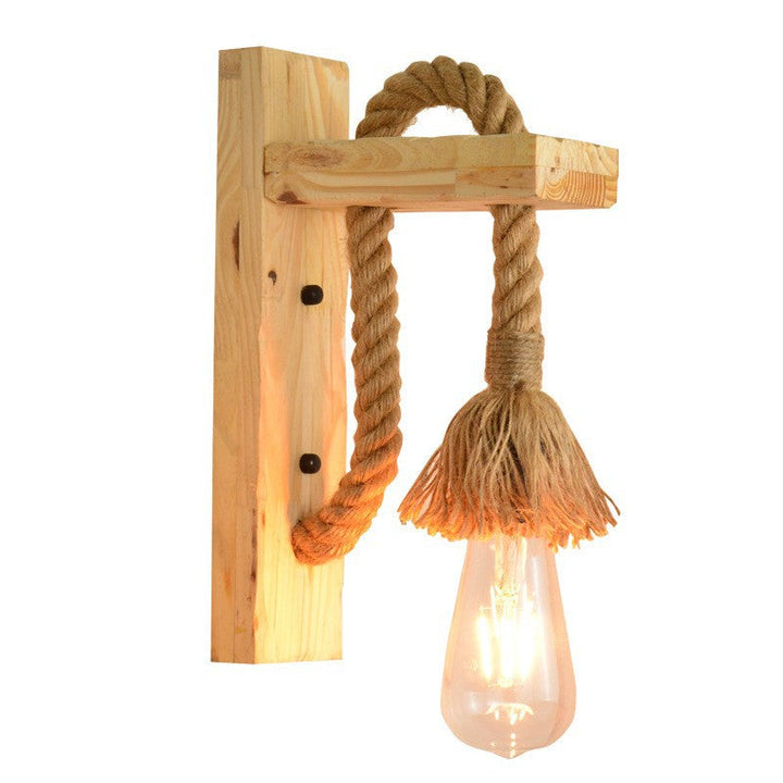 Traditionelle Vintage Holzbalken Eisenkäfig 1-Licht Wandleuchte Lampe für Wohnzimmer 