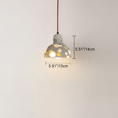 Moderne minimalistische runde Halbkugel Zement Massivholz 1-Licht Pendelleuchte für Schlafzimmer