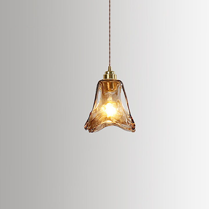 Vintage Amber Glas 1-Licht Pendelleuchte 