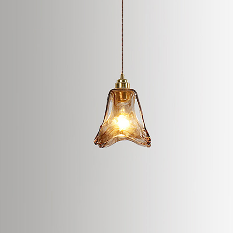 Vintage Amber Glass 1-Light Pendant Light