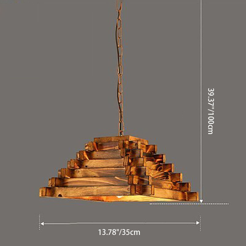 Traditional Vintage Ship Wood Carving Decorative Barrel 1-Light Pendant Light For Dining Room
