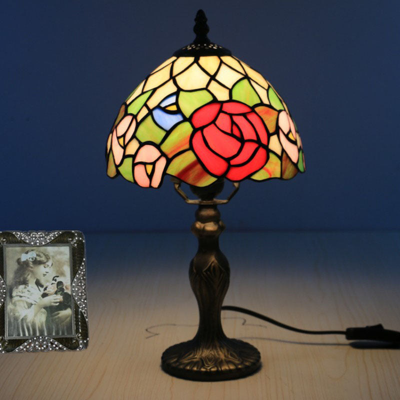 Traditional Tiffany Resin Glass Umbrella Shape 1-Light Table Lamp For Bedroom