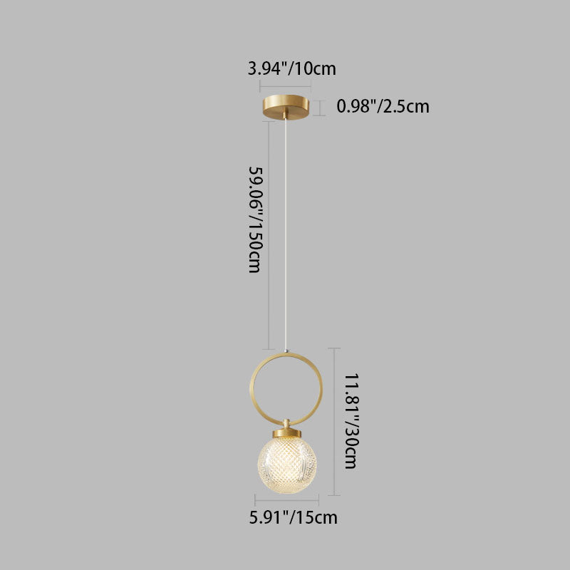 Lumière Nordique de Luxe Simple Boule de Verre Suspension à 1 Lumière 