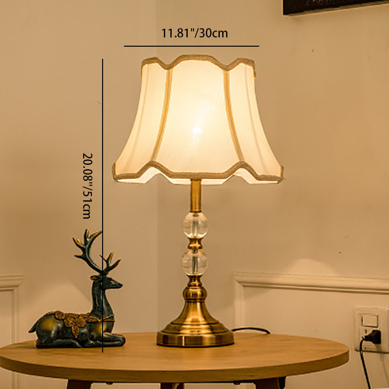 Moderne Luxus Runde Trapez Eisen Kristall Stoff 1-Licht Tisch Lampe Für Schlafzimmer 