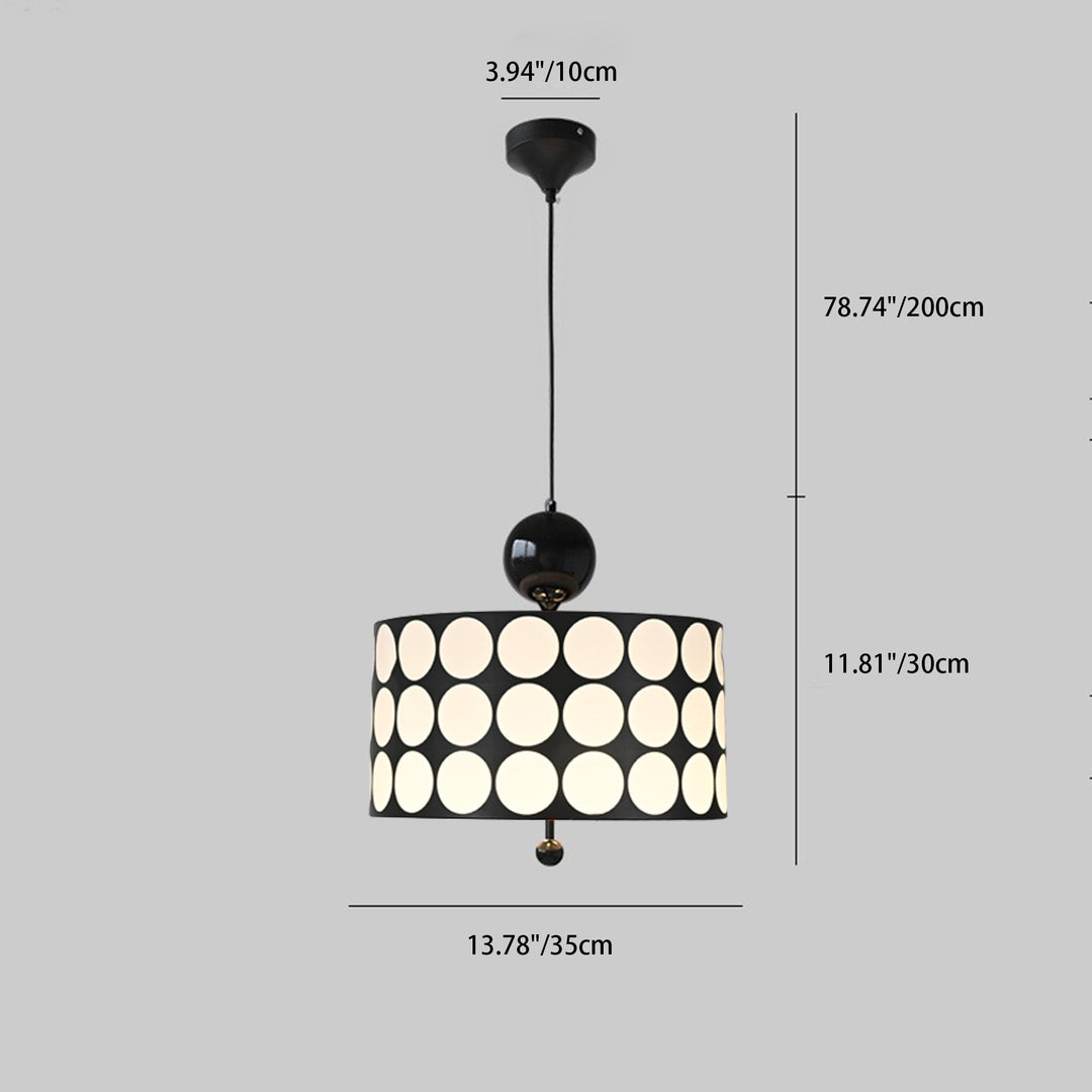 Contemporary Retro Drum Checkerboard Faux Leather Lampshade 3-Light Pendant Light For Dining Room