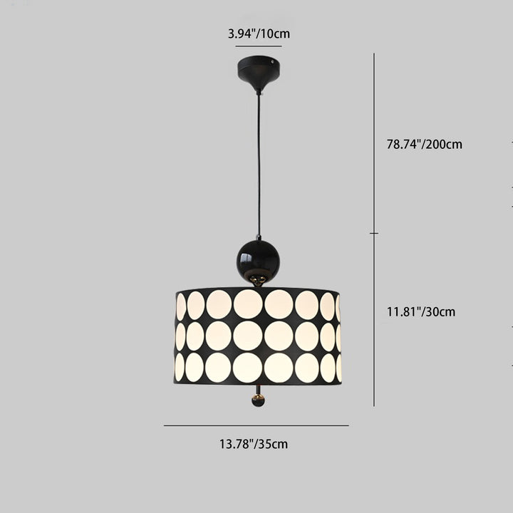 Contemporary Retro Drum Checkerboard Faux Leather Lampshade 3-Light Pendant Light For Dining Room
