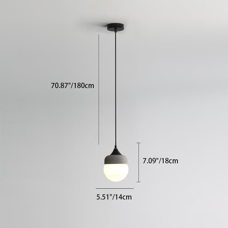 Contemporary Industrial Orb Cement Glass 1-Light Pendant Light For Bedroom