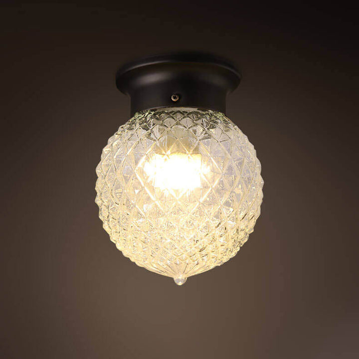 Modern Minimalist Glass Sphere 1-Light Semi-Flush Mount Ceiling Light