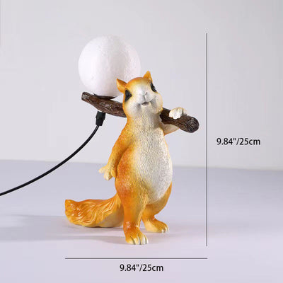 Zeitgenössische kreative Eichhörnchen Harz Glas 1-Licht Tischlampe für Schlafzimmer 