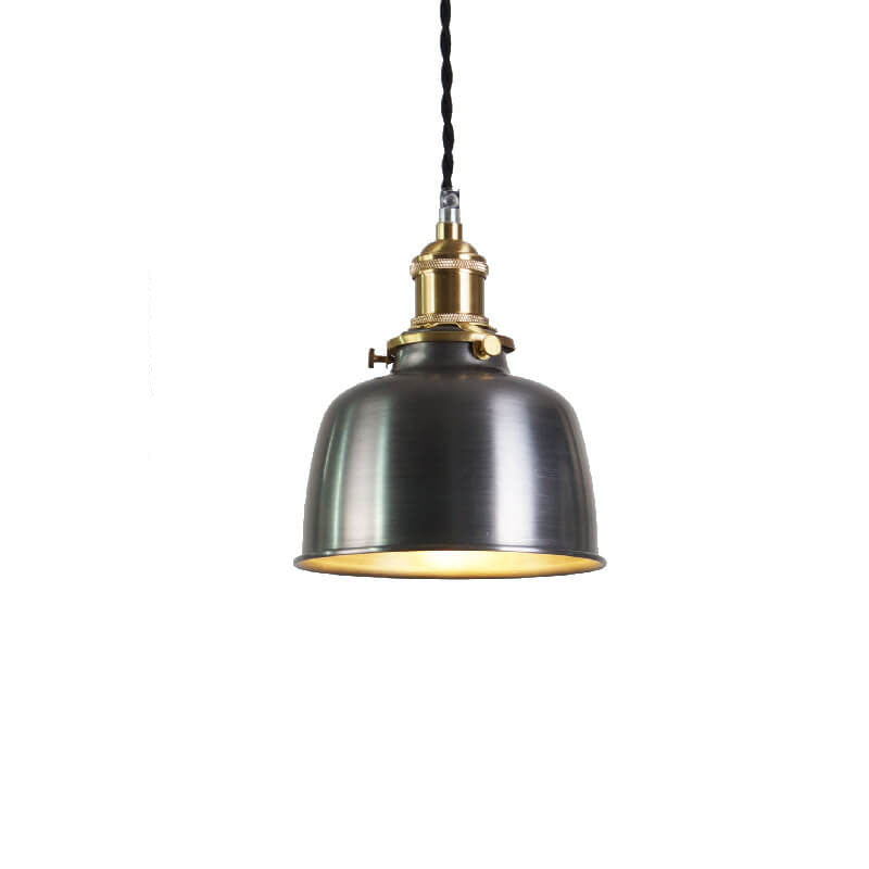 Lámpara colgante de geometría de cúpula de hierro minimalista industrial plateada y cobre de 1 luz 