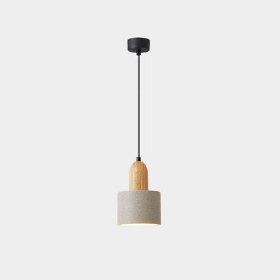 Japanese Minimalist Resin Solid Wood Cone Round 1-Light Pendant Light