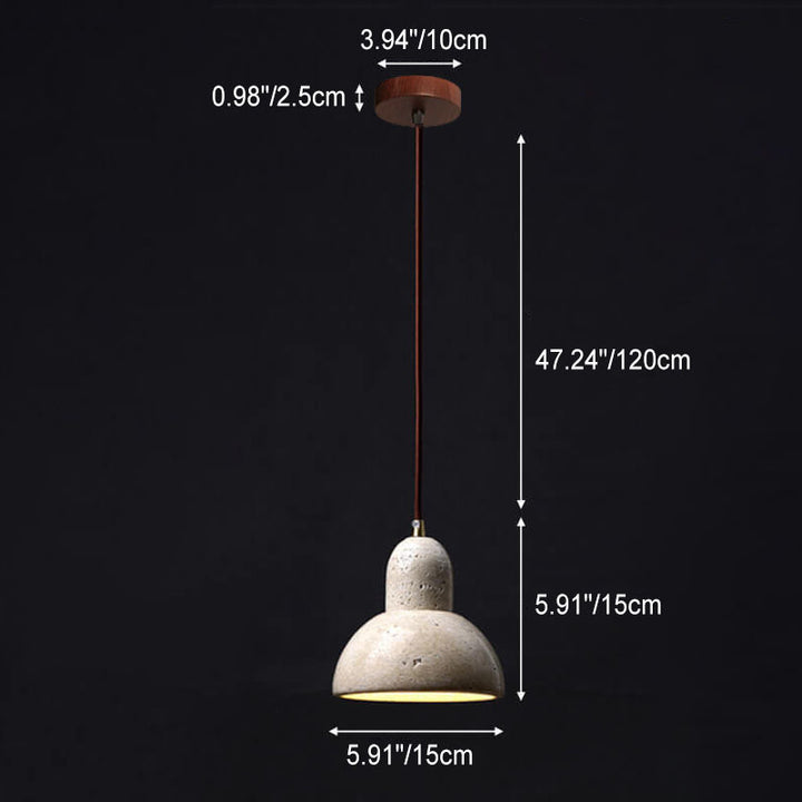 Industrial Creative Round Ball Cone Yellow Travertine 1-Light Pendant Light