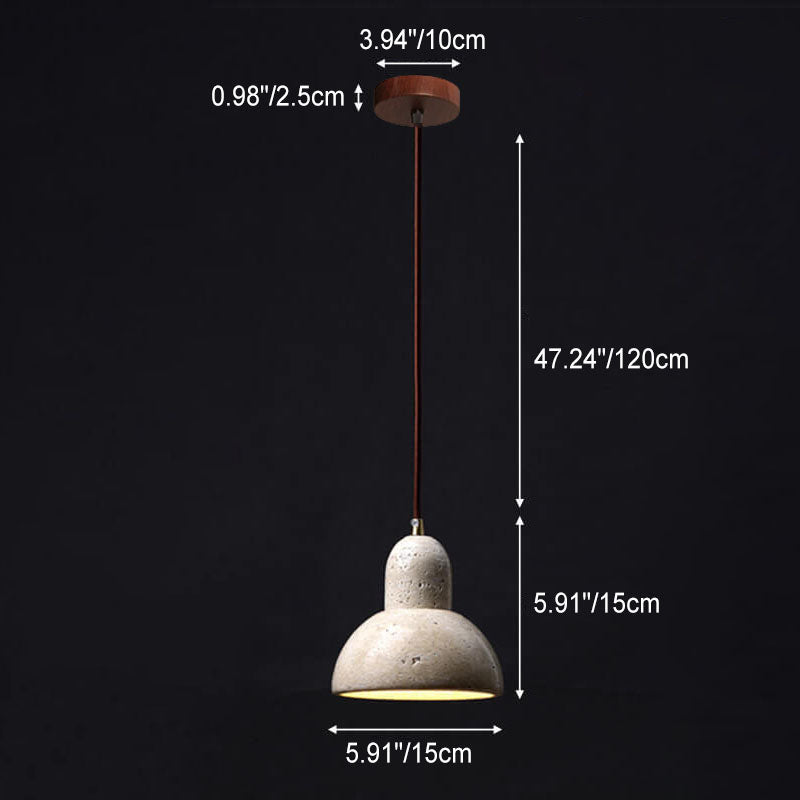 Industrial Creative Round Ball Cone Yellow Travertine 1-Light Pendant Light